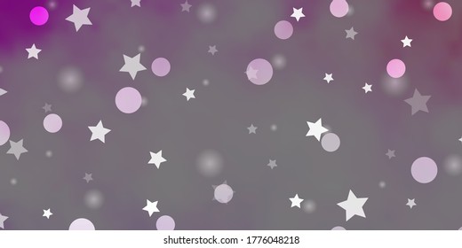 Light Purple, Pink vector template with circles, stars. Abstract illustration with colorful shapes of circles, stars. Design for textile, fabric, wallpapers.