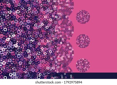 Light Purple, Pink vector template with circles. Glitter abstract illustration with blurred drops of rain. Pattern for ads, leaflets.