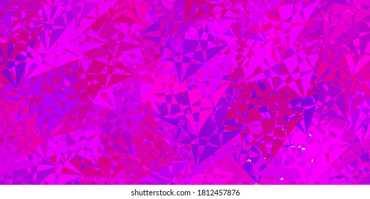 Plantilla vectorial rosa y púrpura claro con formas triangulares. Ilustración abstracta inteligente con formas triangulares de estilo moderno. Diseño para sus fondos de escritorio.