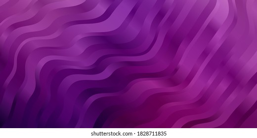 Púrpura claro, plantilla de vector rosa con líneas. Ilustración colorida con líneas curvas. Mejor diseño para tu anuncio, afiche, banner.