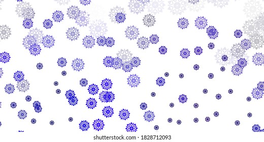 Light purple, pink vector template with ice snowflakes. Simple abstract illustration with ice, snow, snowflakes. New year background.