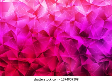 Púrpura claro, plantilla de vector rosa con cristales, triángulos. Ilustración con un conjunto de triángulos coloridos. Diseño elegante para tapices.