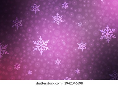 Light Purple, Pink vector template in carnival style. Abstract illustration with Xmas balls and snowflakes. Smart design for promotion of university.