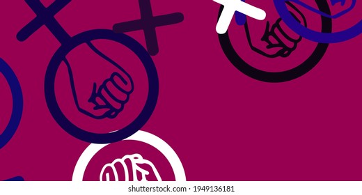 Light Purple, Pink vector template with businesswoman signs. Colorful illustration with gradient feminism shapes. Simple design for your web site.