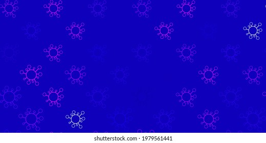 Light purple, pink vector template with flu signs. Abstract illustration with biological gradient shapes. Simple drawing against danger fever.