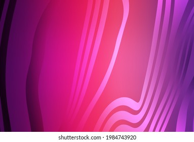 Light Purple, Pink vector template with curved lines. Colorful geometric sample with gradient lines.  Simple template for your design.