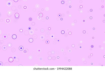 Hellviolett, rosafarbene Vektorvorlage mit Kreisen. Illustration mit leuchtenden bunten abstrakten Kreisen. Muster für schöne Websites.