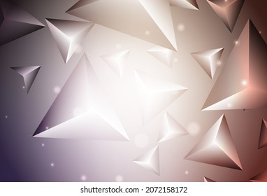 Light Purple, Pink vector template with crystals, triangles. Beautiful illustration with triangles in nature style. Pattern for booklets, leaflets