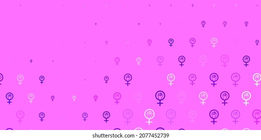 Light Purple, Pink vector template with businesswoman signs. Abstract illustration with a depiction of women power. Best design to show the power of women.