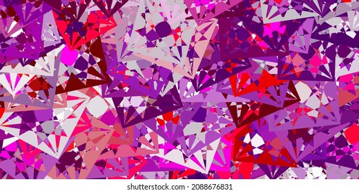 Light Purple, Pink vector template with triangle shapes. Web material illustration with colorful abstract triangles. Pattern for promotions.