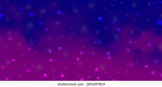 Light Purple, Pink vector template with neon stars. Colorful illustration in abstract style with gradient stars. Pattern for websites, landing pages.