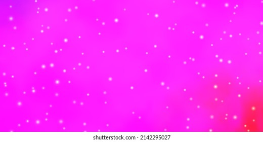 Light Purple, Pink vector template with neon stars. Colorful illustration in abstract style with gradient stars. Pattern for wrapping gifts.