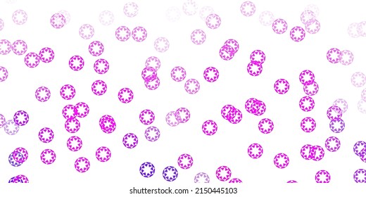 Plantilla vectorial rosa claro púrpura con círculos. Ilustración con un conjunto de esferas abstractas coloridas y brillantes. Patrón para sitios web.