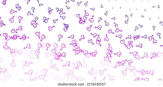 Light Purple, Pink vector template with businesswoman signs. Illustration with signs of women's strength and power. Simple design for your web site.