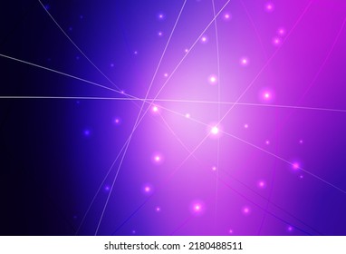 Púrpura claro, plantilla de vector rosa con cristales, círculos. Ilustración de gradiente abstracto con círculos, triángulos. Patrón de folletos y folletos