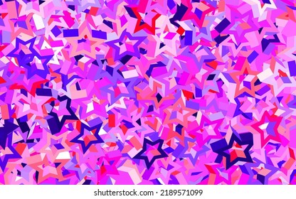 Light Purple, Pink vector template with sky stars. Stars on blurred abstract background with gradient. Template for cosmic backgrounds.