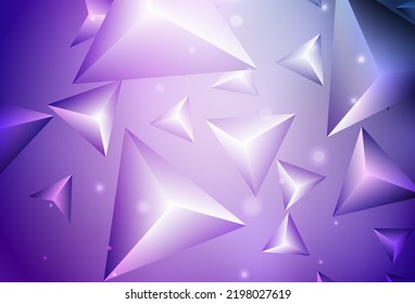 Púrpura claro, plantilla de vector rosa con cristales, triángulos. Ilustración con un conjunto de triángulos coloridos. Fondo para un teléfono móvil.