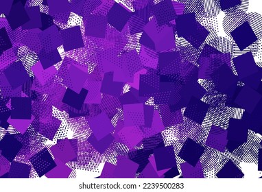 Púrpura claro, plantilla de vector rosa con cristales, círculos, cuadrados. Ilustración con un conjunto de círculos coloridos, triángulos, cuadrados. Plantilla para fondos de pantalla.