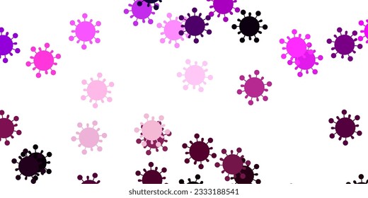 Plantilla vectorial rosa de color púrpura claro con signos de gripe. Ilustración inteligente con signos cómodos en estilo decorativo. Fondo de escritorio para la protección de la salud.