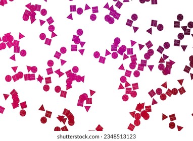 Light Purple, Pink vector template with crystals, circles, squares. Circles, lines, rhombus with colorful gradient. Pattern can be used for websites.