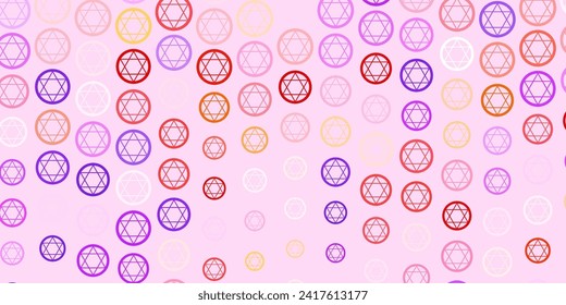 Light Purple, Pink vector template with esoteric signs. Abstract illustration with gothic gradient shapes. Design for magic, spiritual events.