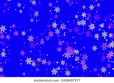 Light Purple, Pink vector template with ice snowflakes. Colorful snowflakes with gradient on abstract background. Pattern for new year leaflets.