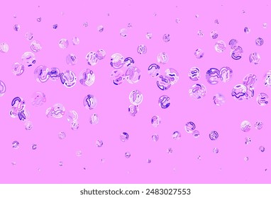 Púrpura claro, Plantilla de Vector rosa con círculos. Ilustración abstracta moderna con gotas de agua coloridas. Patrón para anuncios futuristas, folletos.