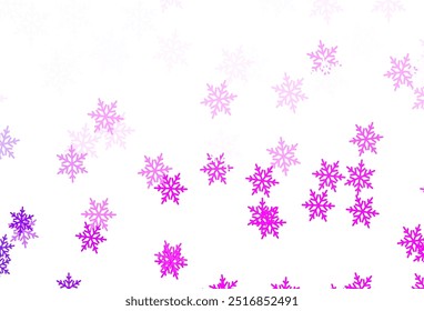 Light Purple, Pink vector template with ice snowflakes, stars. Gradient colorful illustration with snow in christmas style. Design for New Year ad, booklets.