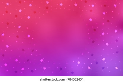 Light Purple, Pink vector template with sky stars. Shining colored illustration with stars. Best design for your ad, poster, banner.
