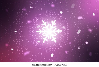 Light Purple, Pink vector template with ice snowflakes. Shining colored illustration with snow in christmas style. New year design for your business advert.