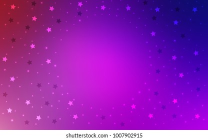 Light Purple, Pink vector texture with beautiful stars. Stars on blurred abstract background with gradient. Smart design for your business advert.