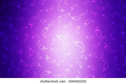 Light Purple, Pink vector texture with hot peppers. Blurred decorative design of peppers in doodle style. Pattern for ads of breakfast, lunch, dinner.