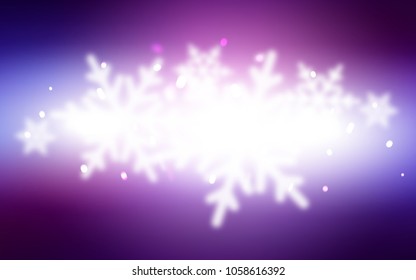 Light Purple, Pink vector texture with colored snowflakes. Shining colored illustration with snow in christmas style. New year design for your ad, poster, banner.