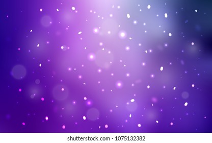 Light Purple, Pink vector texture with colored snowflakes. Decorative shining illustration with snow on abstract template. The template can be used as a new year background.
