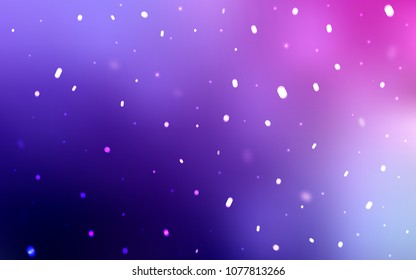 Light Purple, Pink vector texture with colored snowflakes. Blurred decorative design in xmas style with snow. The pattern can be used for year new  websites.