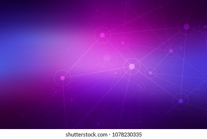 Light Purple, Pink vector texture with disks, lines. Modern abstract colorful illustration with spheres and lines. Pattern can be used for futuristic ad, booklets.