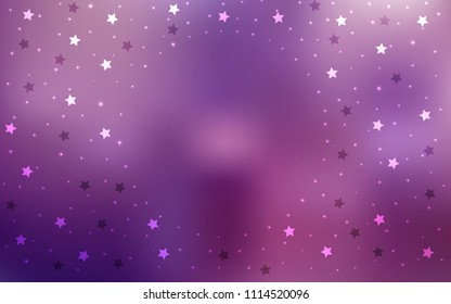 Light Purple, Pink vector texture with beautiful stars. Decorative shining illustration with stars on abstract template. The pattern can be used for wrapping gifts.