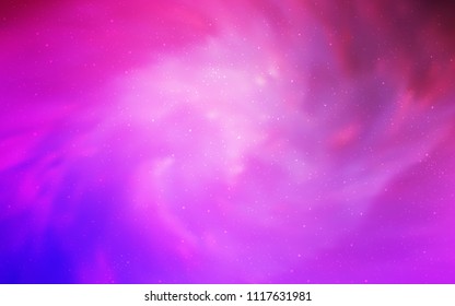 Light Purple, Pink vector texture with milky way stars. Shining colored illustration with bright astronomical stars. Smart design for your business advert.