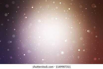 Light Purple, Pink vector texture with colored snowflakes. Shining colored illustration with snow in christmas style. New year design for your ad, poster, banner.