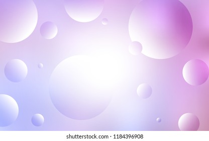 Light Purple, Pink vector texture with disks. Blurred decorative design in abstract style with bubbles. Pattern can be used for beautiful websites.