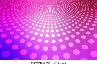 Light Purple, Pink vector texture with disks. Blurred decorative design in abstract style with bubbles. Beautiful design for your business advert.