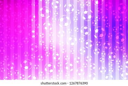 Light Purple, Pink vector texture with soccer balls. Colored illustration with balls on a gradiental backdrop. Pattern for promotion of soccer games.