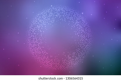 Light Purple, Pink vector texture with milky way stars. Space stars on blurred abstract background with gradient. Smart design for your business advert.