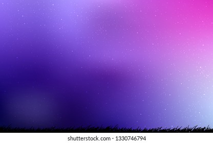 Light Purple, Pink vector texture with milky way stars. Shining illustration with sky stars on abstract template. Template for cosmic backgrounds.