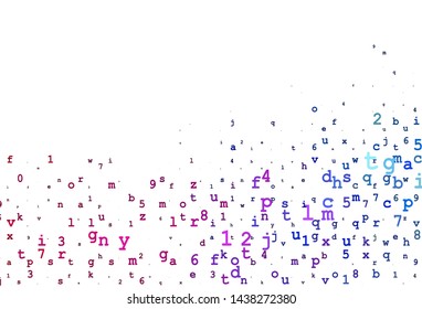 Light Purple, Pink vector texture with ABC characters. Shining colorful illustration with isolated letters. The pattern can be used as ads, poster, banner for books.