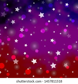 Light Purple, Pink vector texture with circles, stars. Colorful disks, stars on simple gradient background. Design for wallpaper, fabric makers.