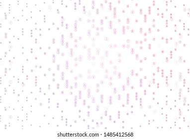 Light Purple, Pink vector texture with mathematic symbols. Abstract illustration with colored algebra signs. Smart design for university advert.