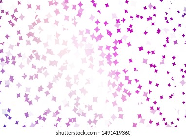 Light Purple, Pink vector texture with beautiful stars. Glitter abstract illustration with colored stars. Pattern for astronomy websites.