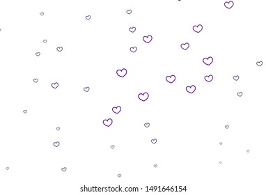 Light Purple, Pink vector texture with lovely hearts. Blurred decorative design in doodle style with hearts. Pattern for valentine's ad, booklets.