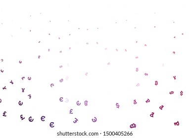 Light Purple, Pink vector texture with colored currency signs. Blurred design in simple style with symbols of currency. Design for business advert of economic, wealth.